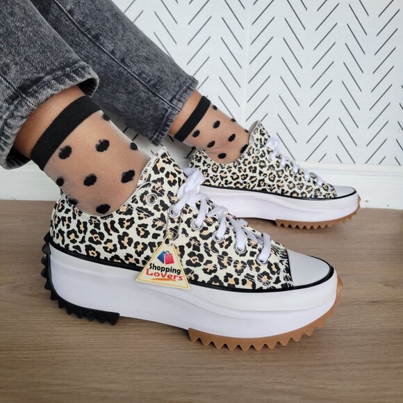 ❤️Converse Run Star Hike Platform Archive Leopard 5 Women's Shoes White A16286C - Picture 3 of 14